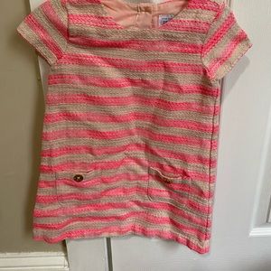 Pink and tan tweed dress